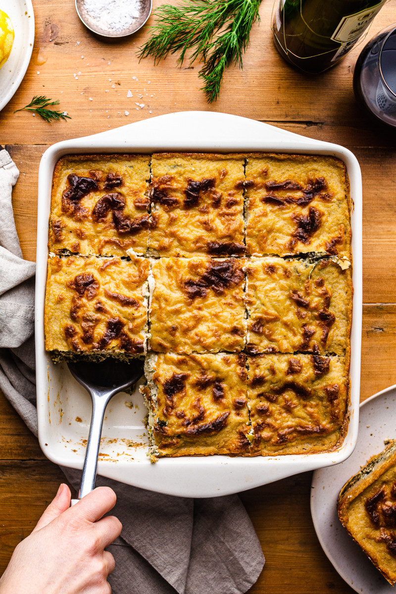 vegan spinach lasagne whole top down