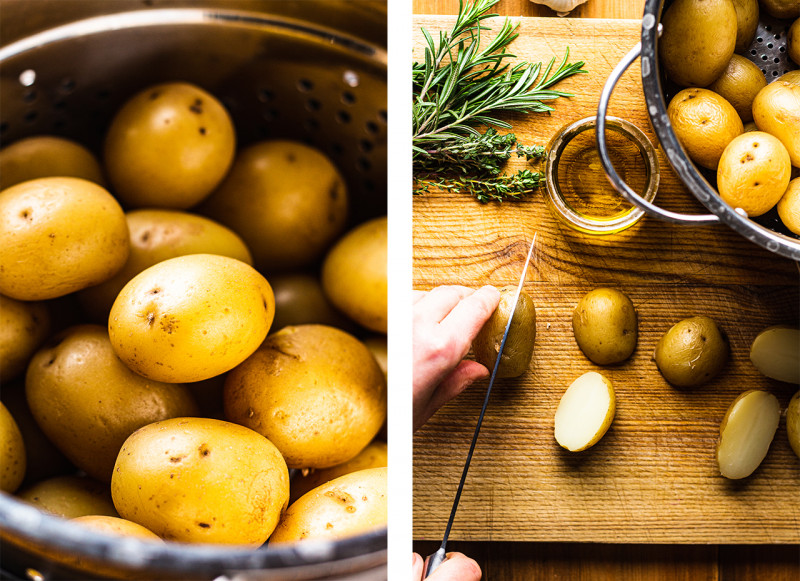 Roasted new potatoes with rosemary garlic dip - Lazy Cat Kitchen