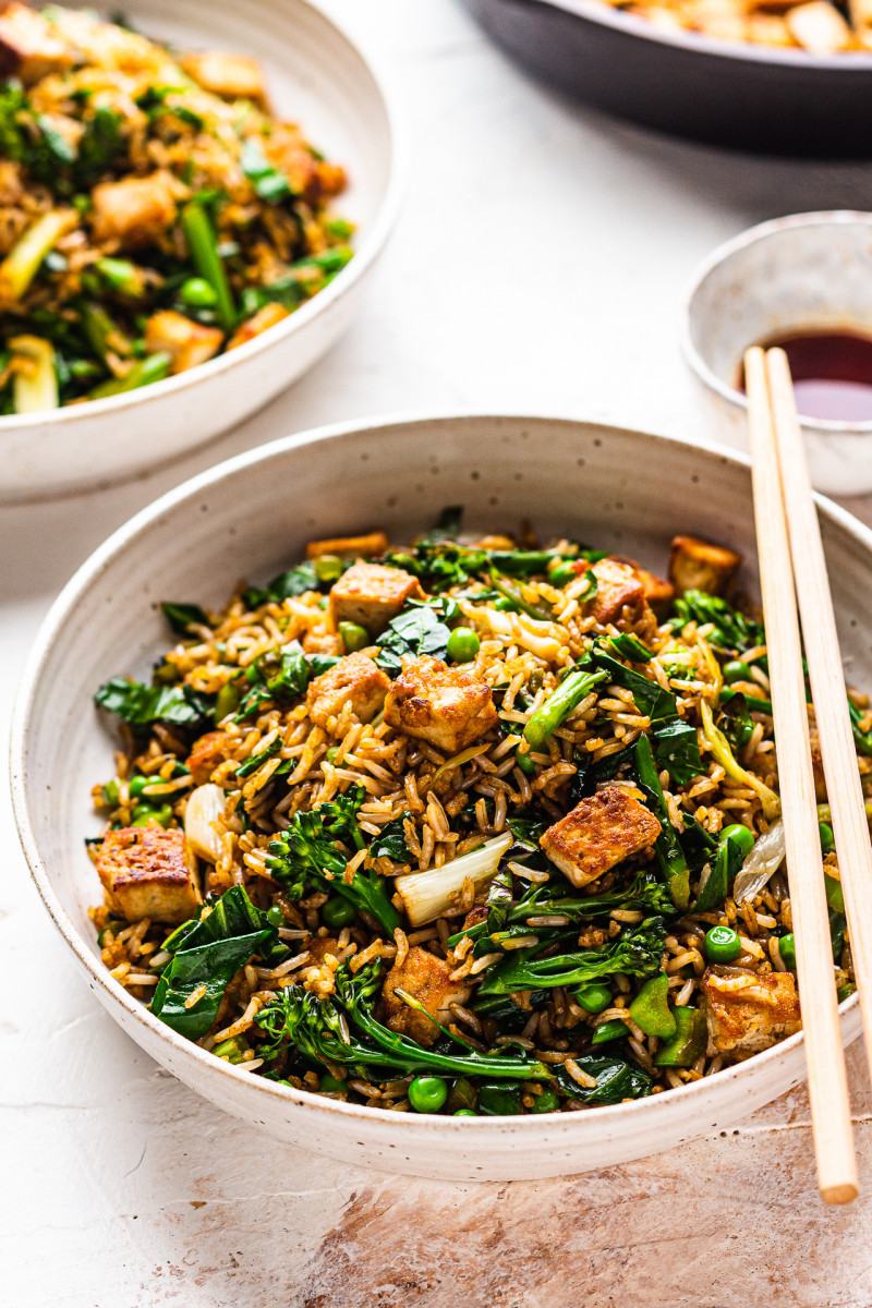 vegan fried rice spring vegetables