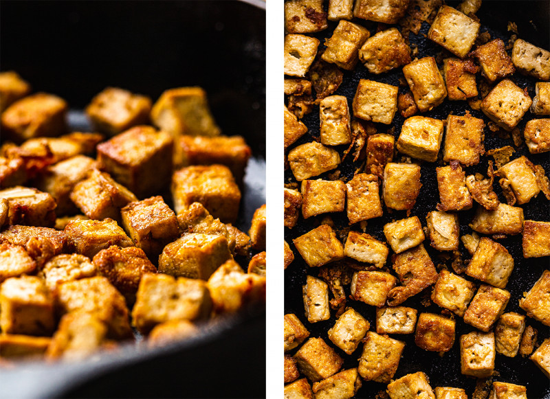 vegan fried rice spring vegetables fried tofu