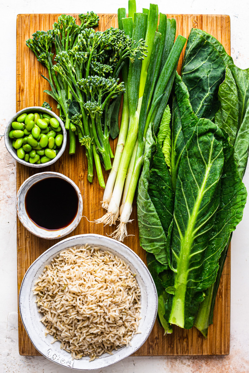 vegan fried rice spring vegetables ingredients