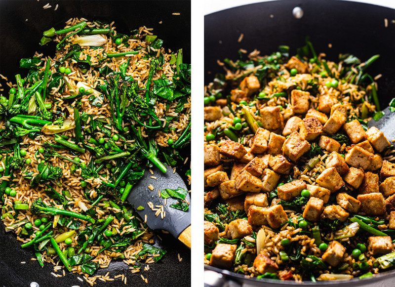 vegan fried rice spring vegetables ready