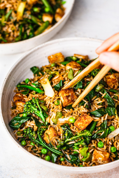 vegan fried rice spring vegetables side