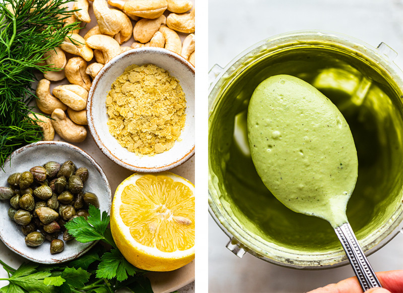 asparagus salad lemon tofu dill dressing