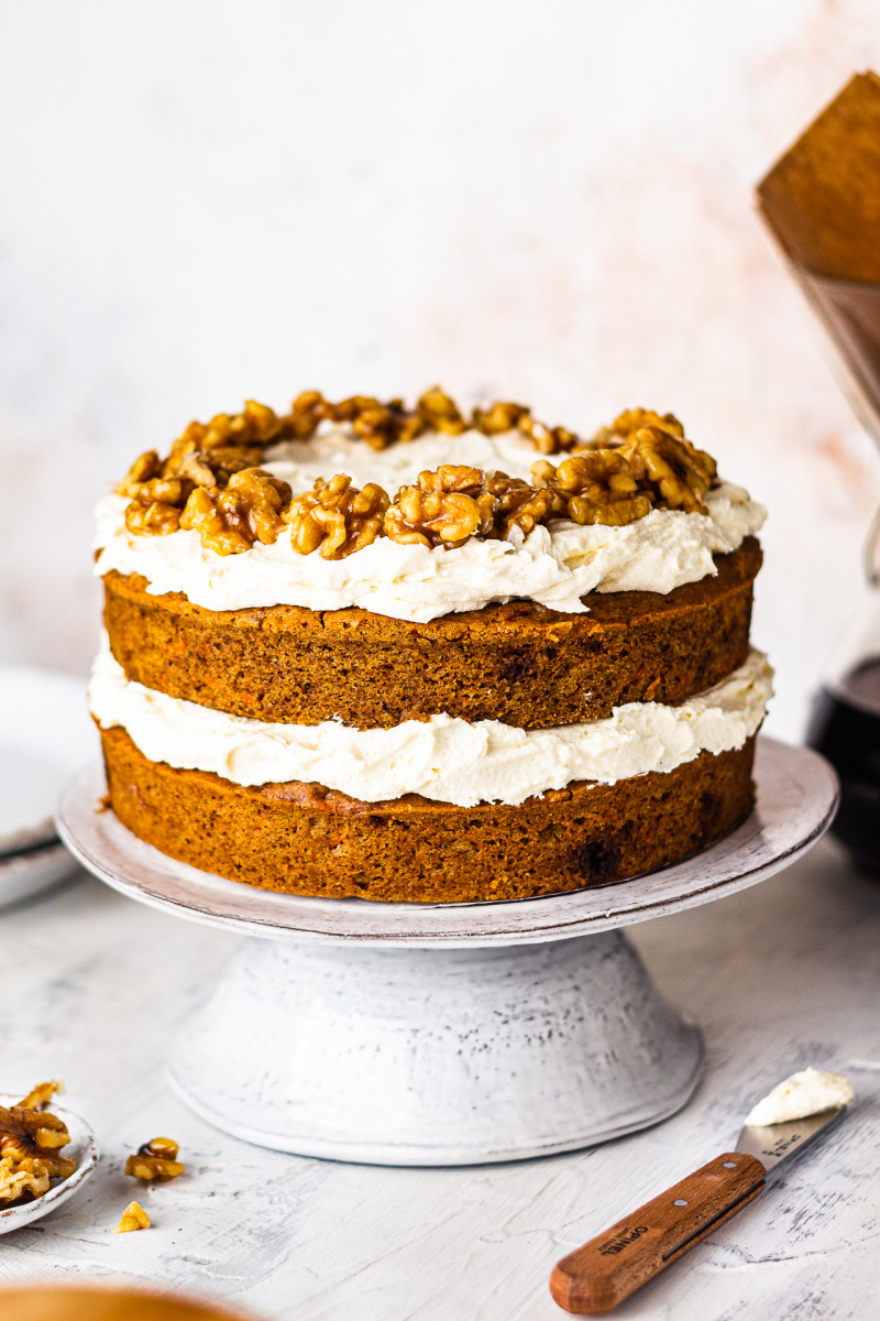 vegan carrot cake layered