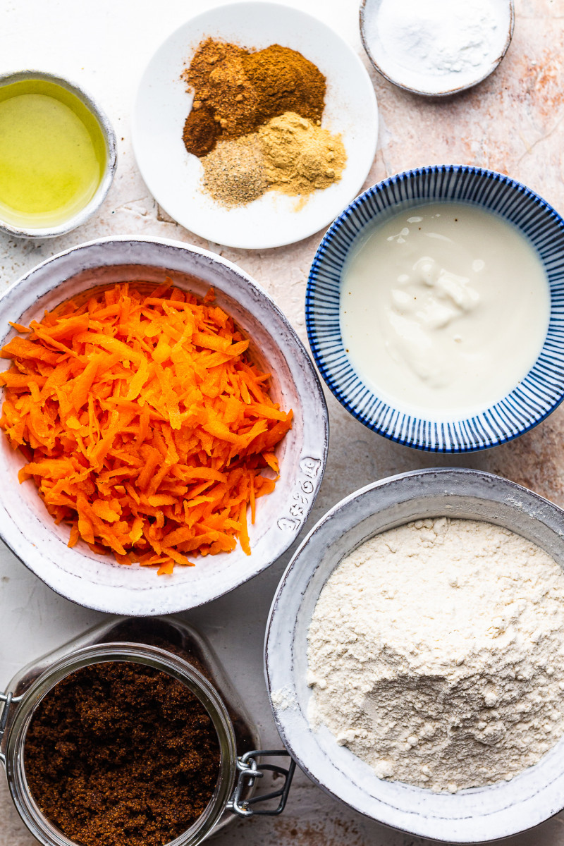 vegan carrot cake layered ingredients