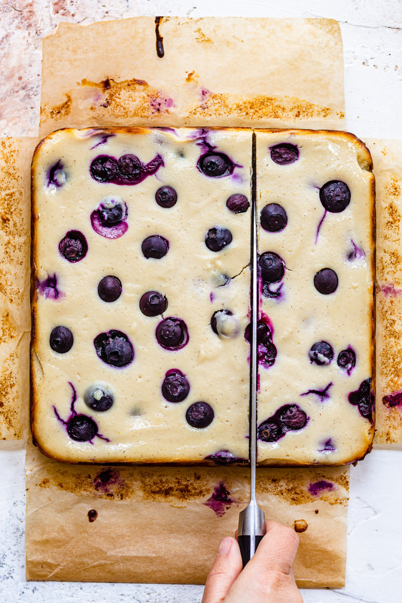 Chopped Blueberry Vegan Cheesecake Bars