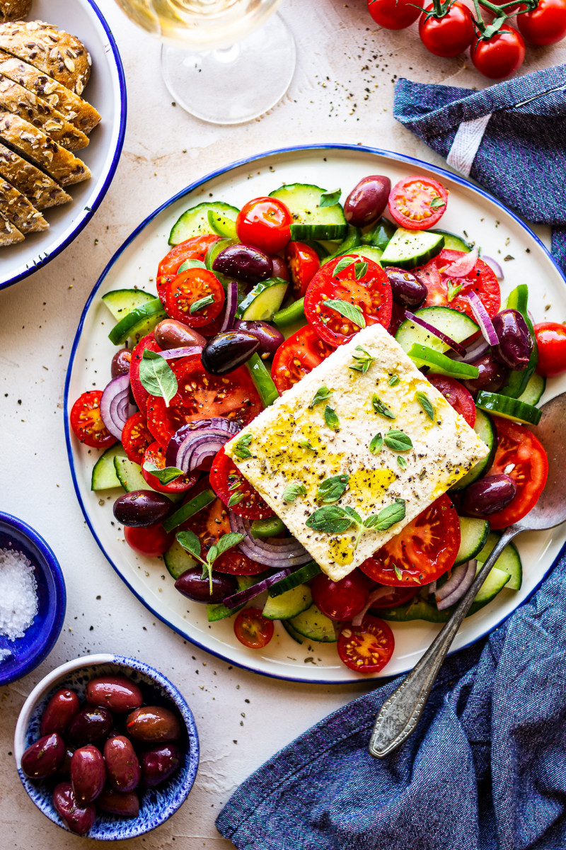 vegan feta greek salad lunch