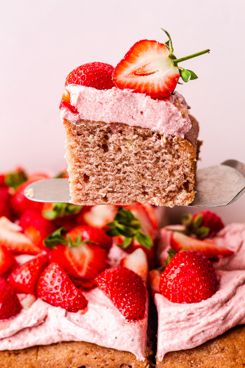 vegan strawberry cake strawberry buttercream slice