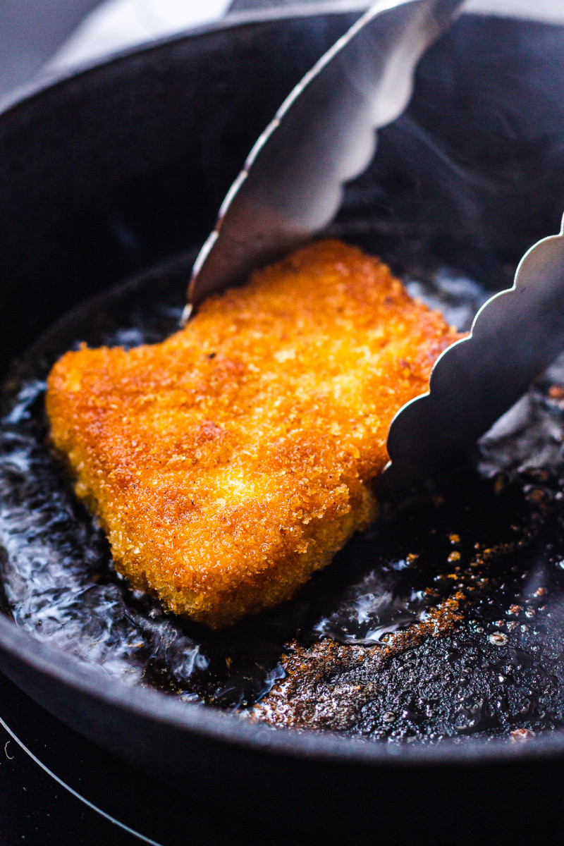 breaded tofu dinner frying