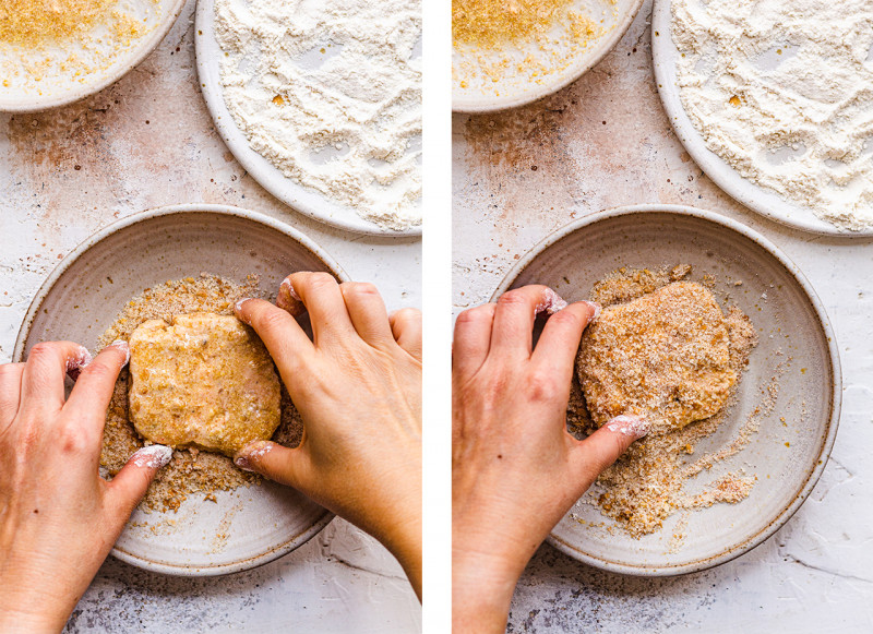 breaded tofu dinner prep