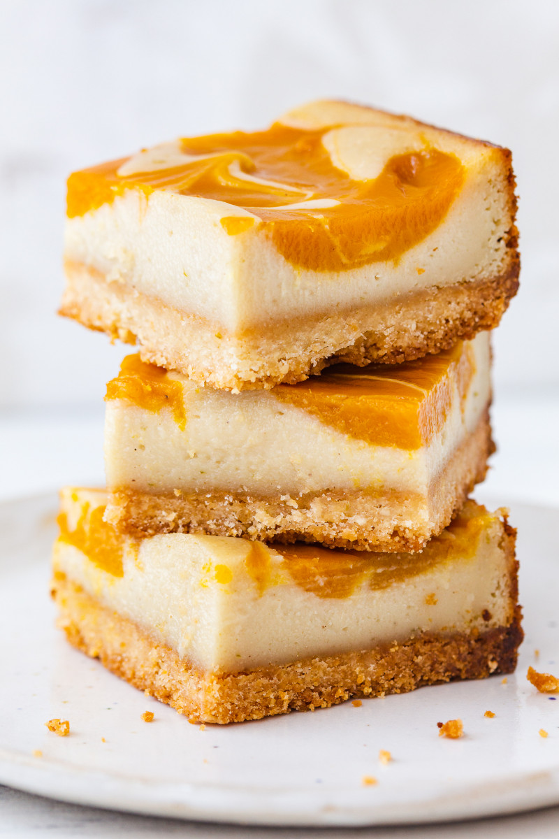 vegan mango cheesecake bar stack