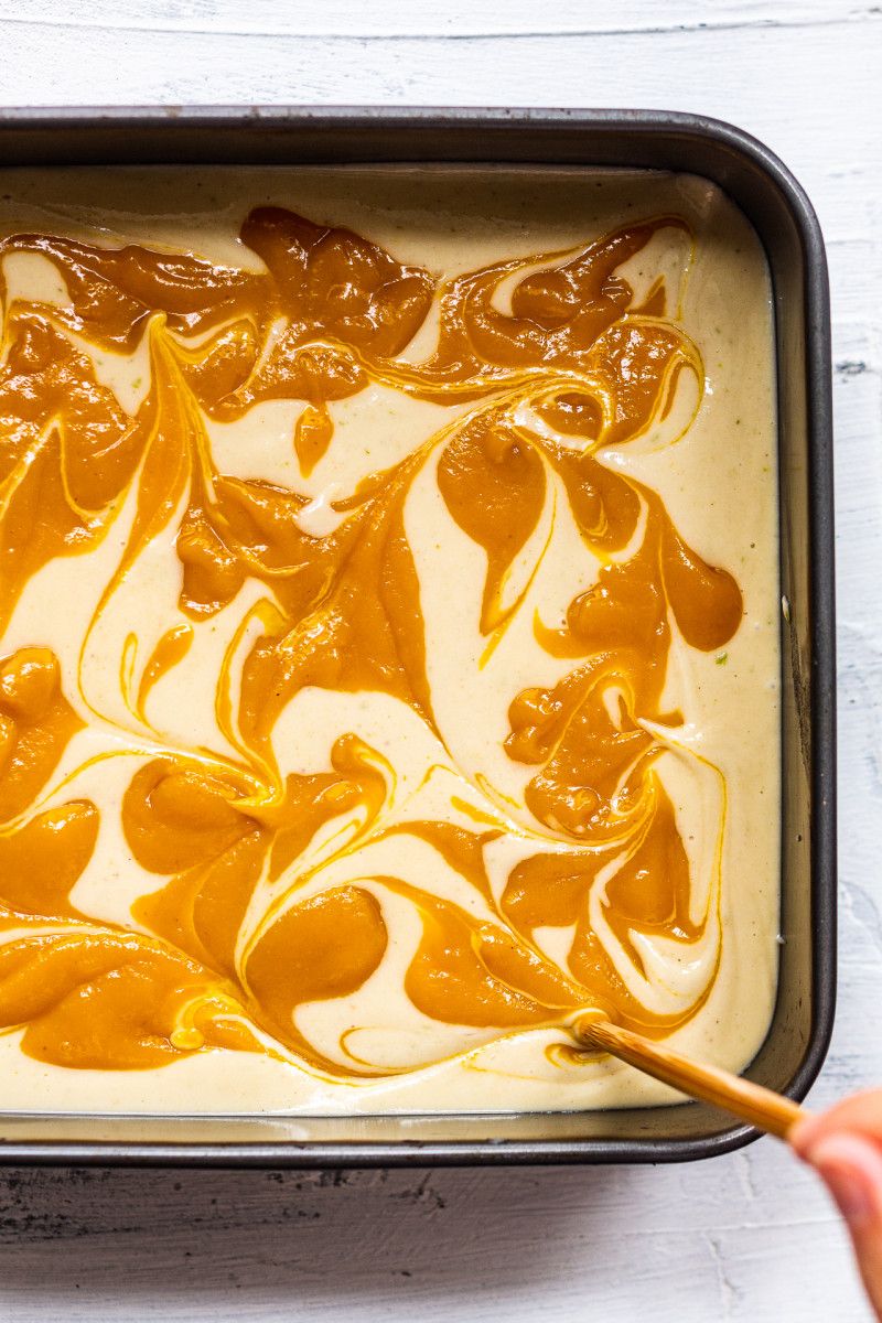 vegan mango cheesecake bars swirls