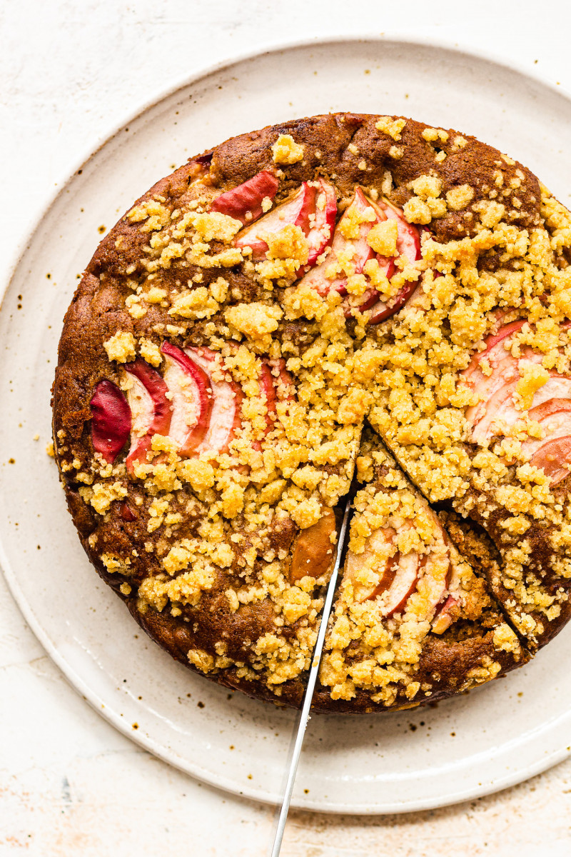 vegan apple cake sliced