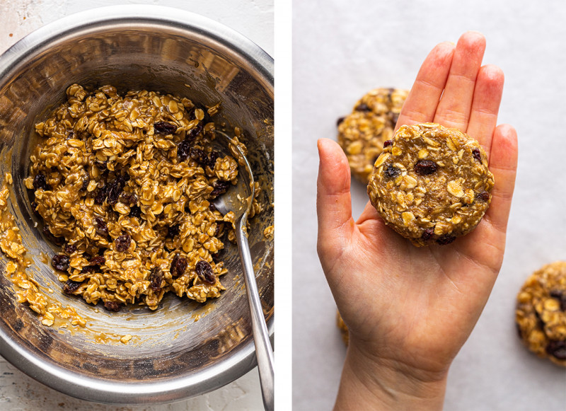 vegan oat raisin cookies dough