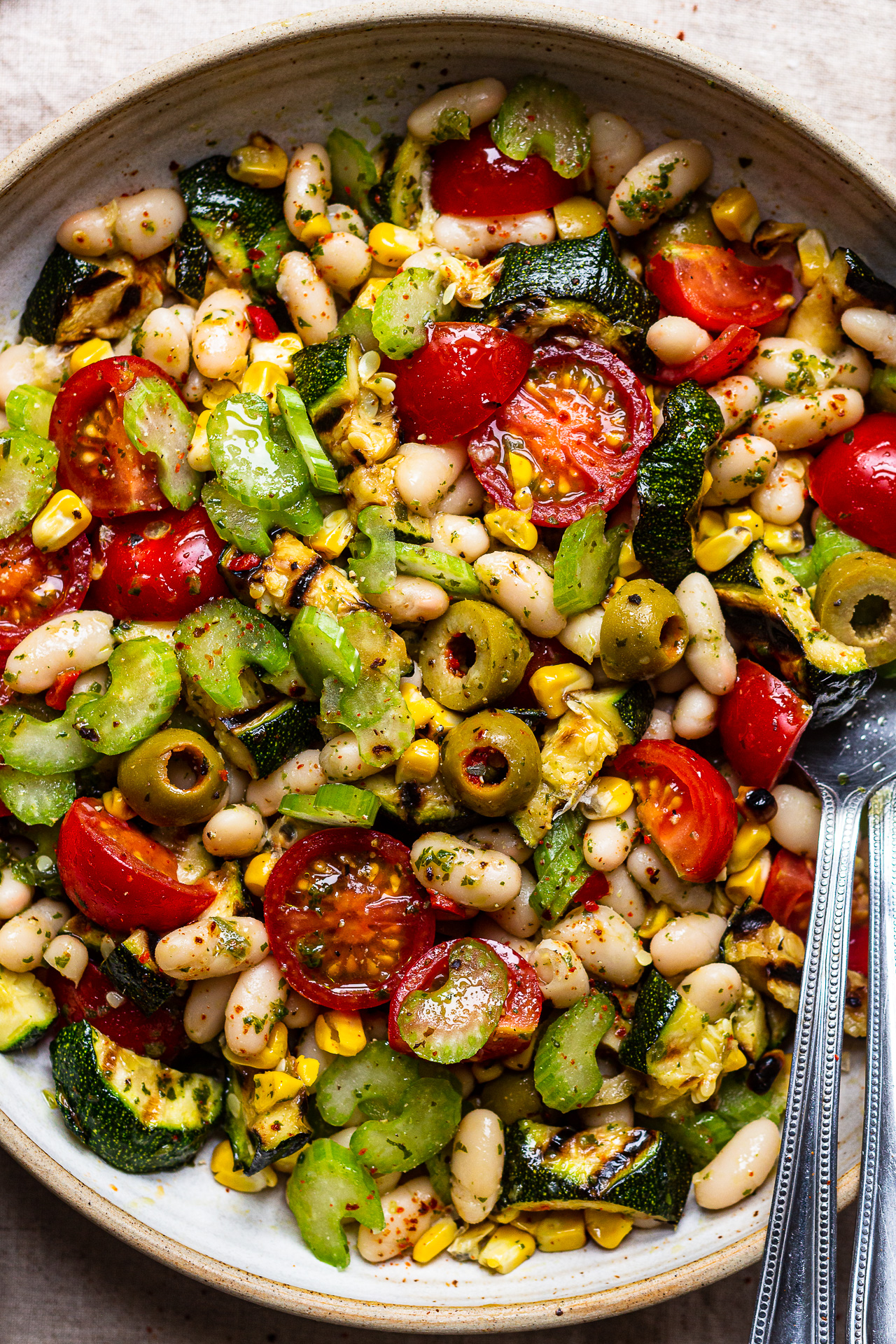 White Bean Salad With Summer Vegetables Lazy Cat Kitchen