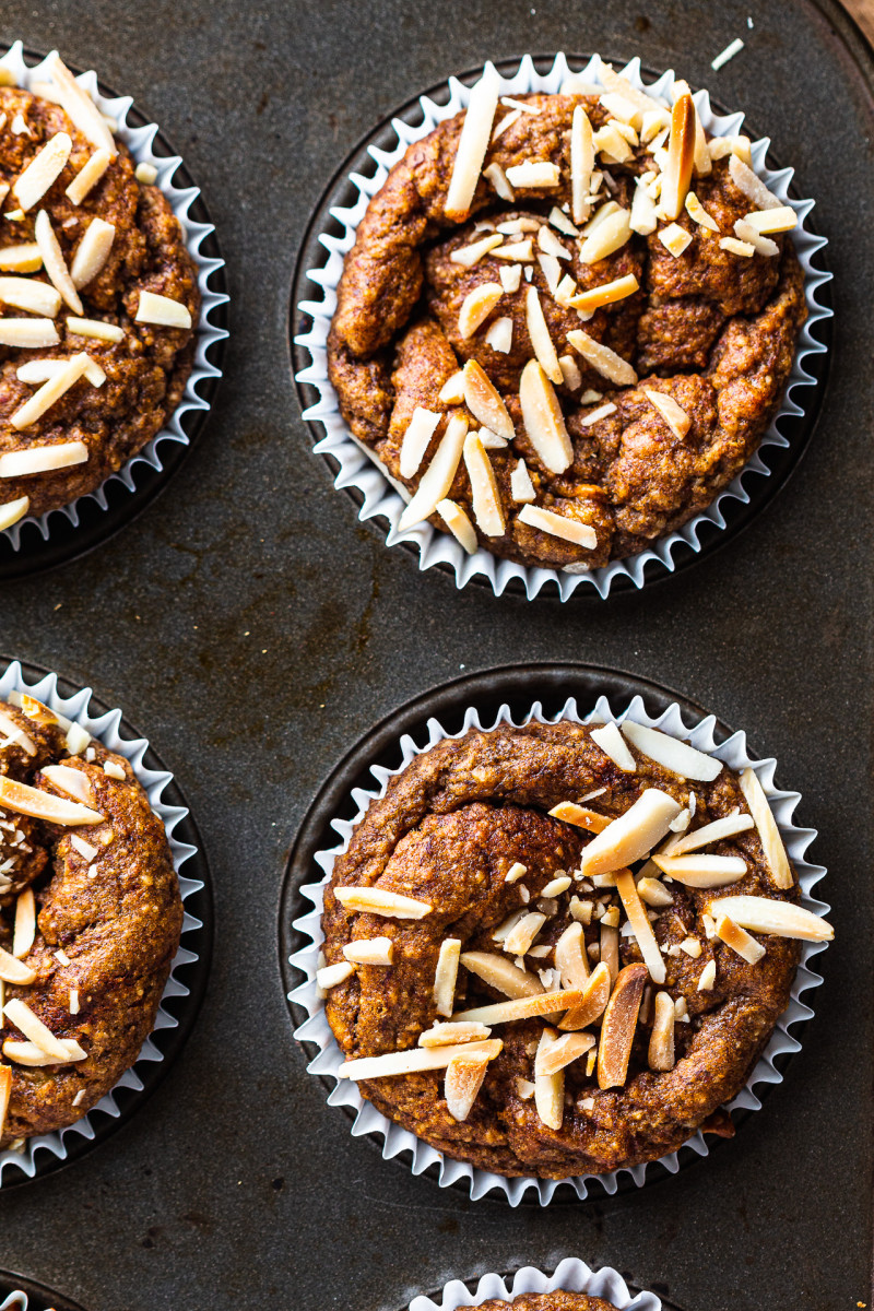 sugarfree banana muffins topdown