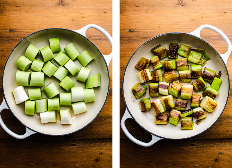 leek gratin leek charring