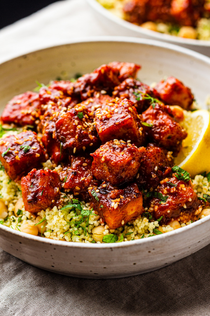 harissa tofu herby couscous