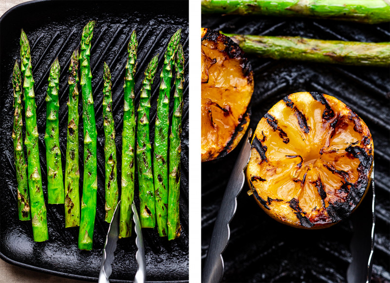 roasted asparagus charred lemon dressing charring