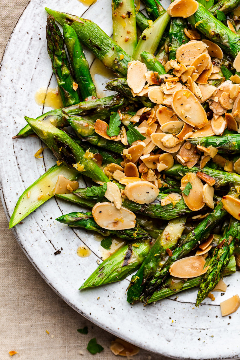 roasted asparagus charred lemon dressing macro