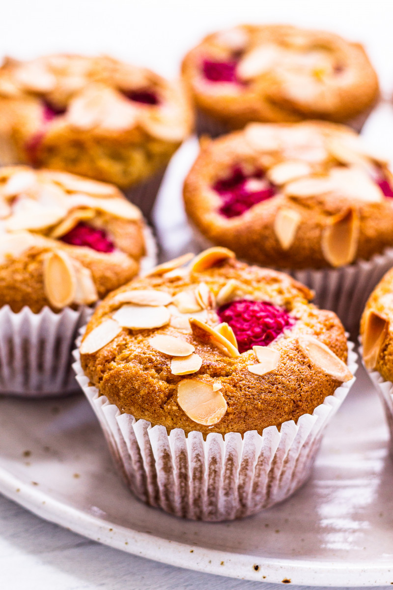 vegan raspberry muffins baked