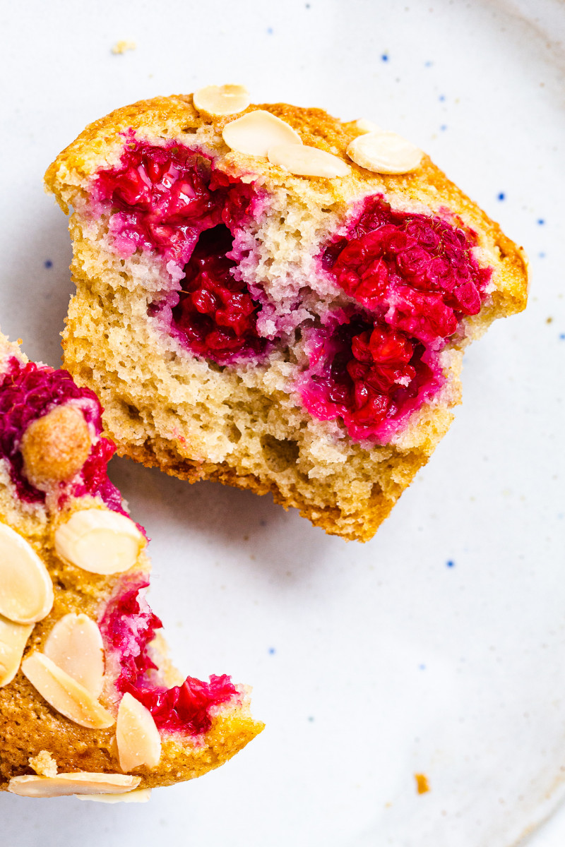 vegan raspberry muffins cross section