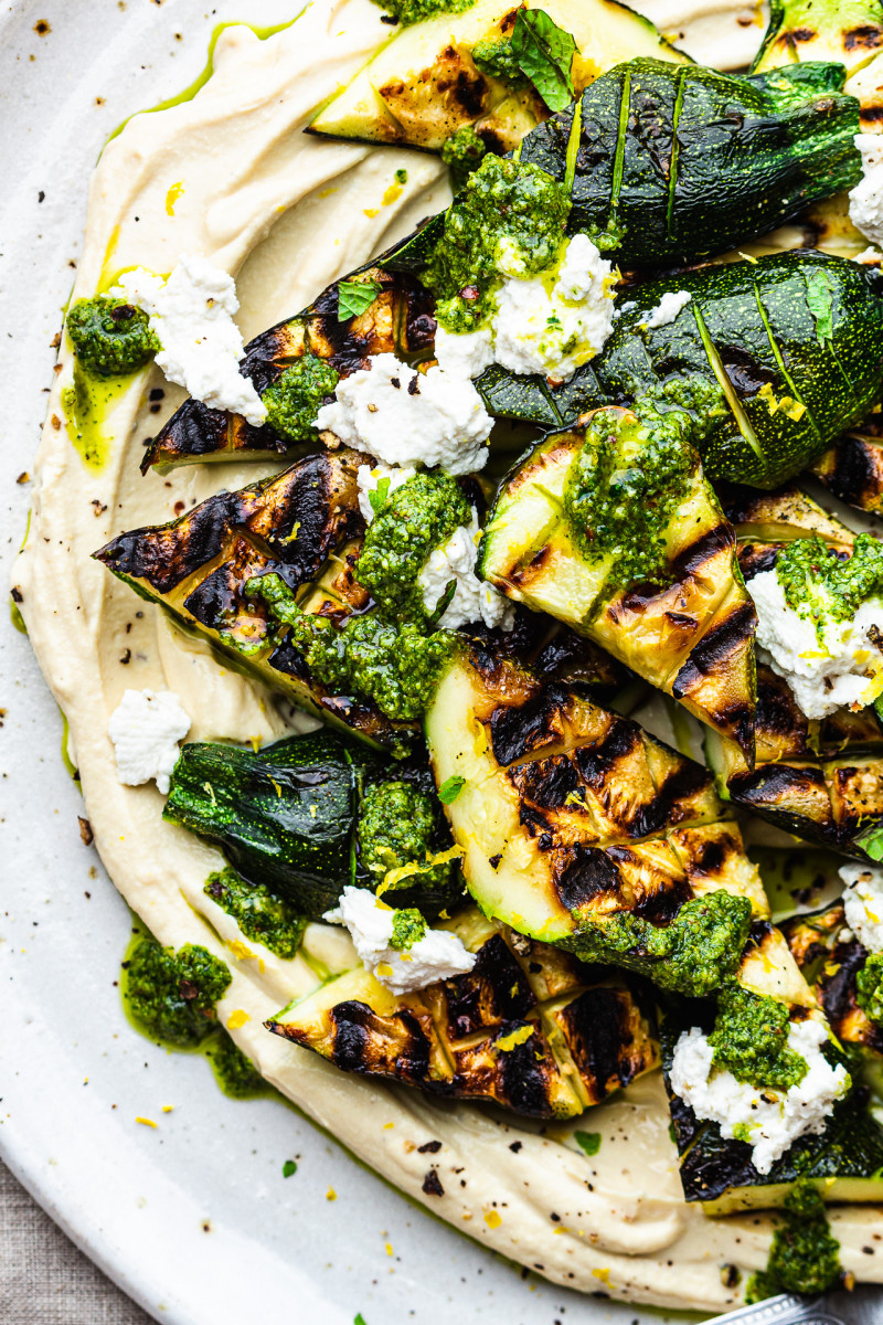 grilled zucchini platter close up