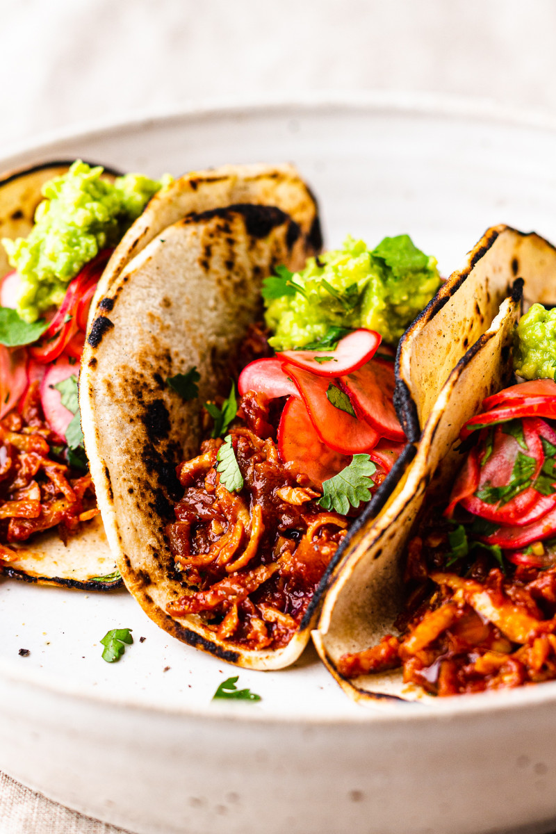 shredded tofu tacos