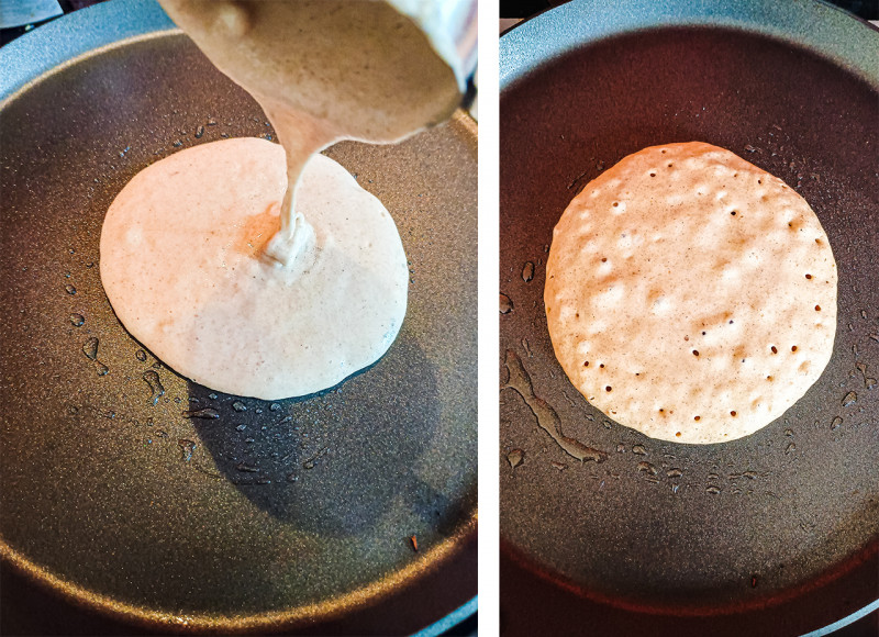 tofu pancakes frying