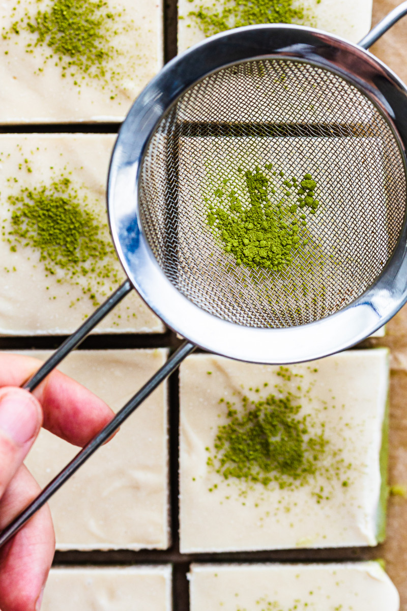 matcha slice sprinkling