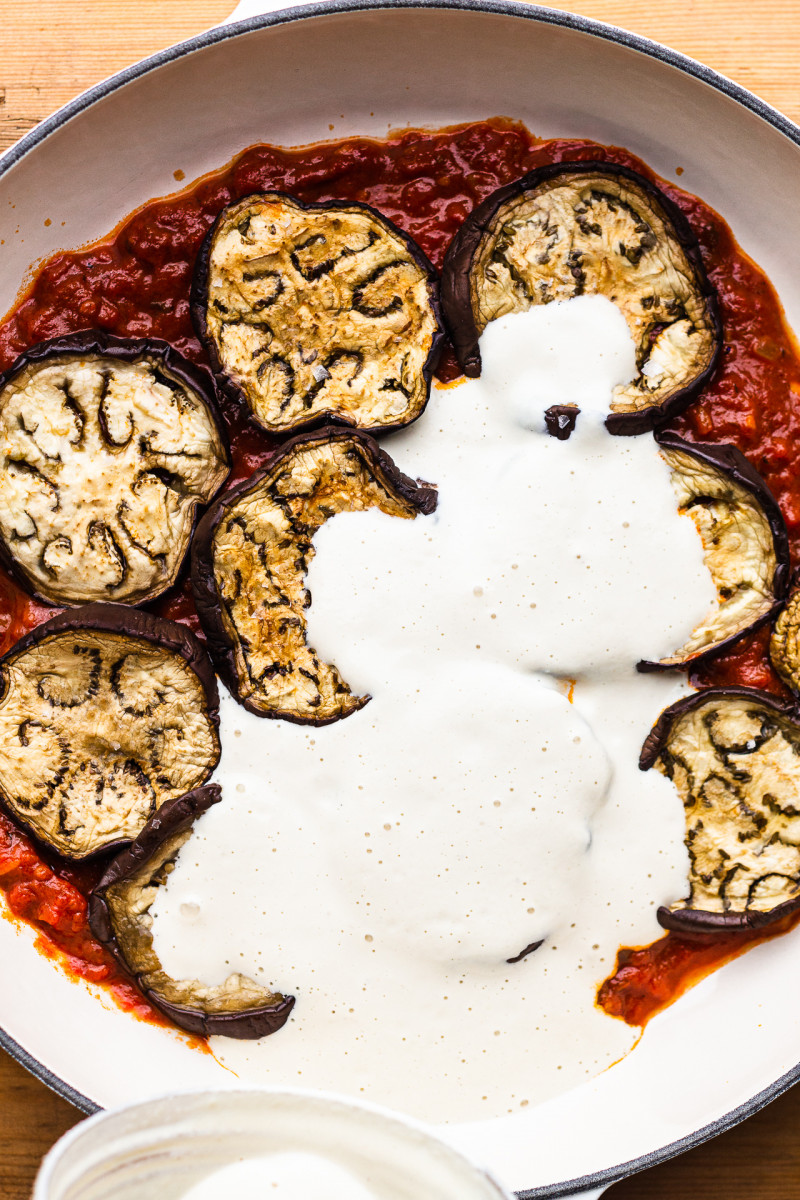 aubergine bake cashew bechamel layer