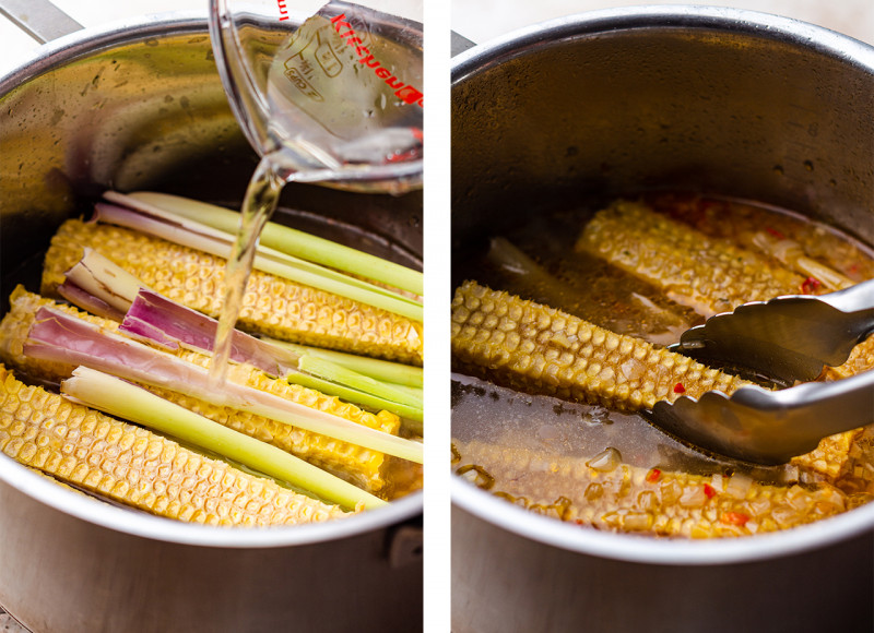 corn soup making stock