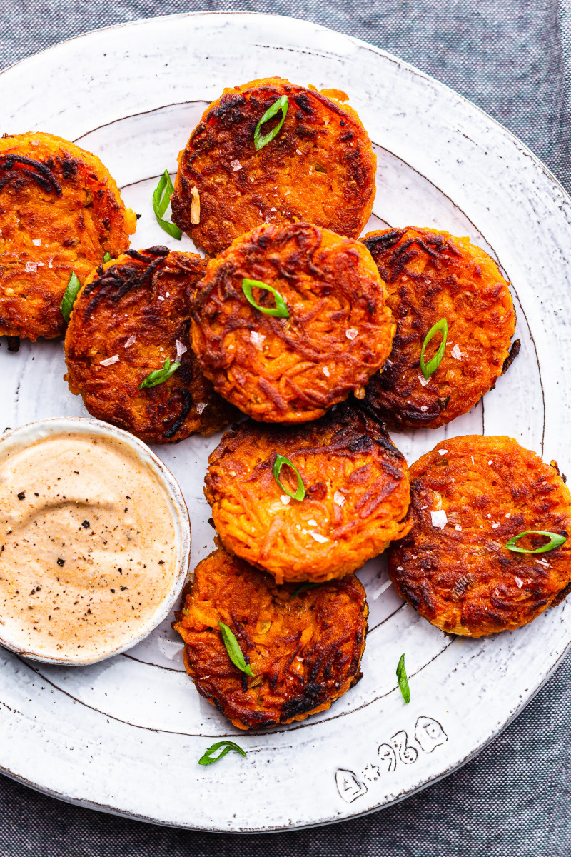 sweet potato fritters plate