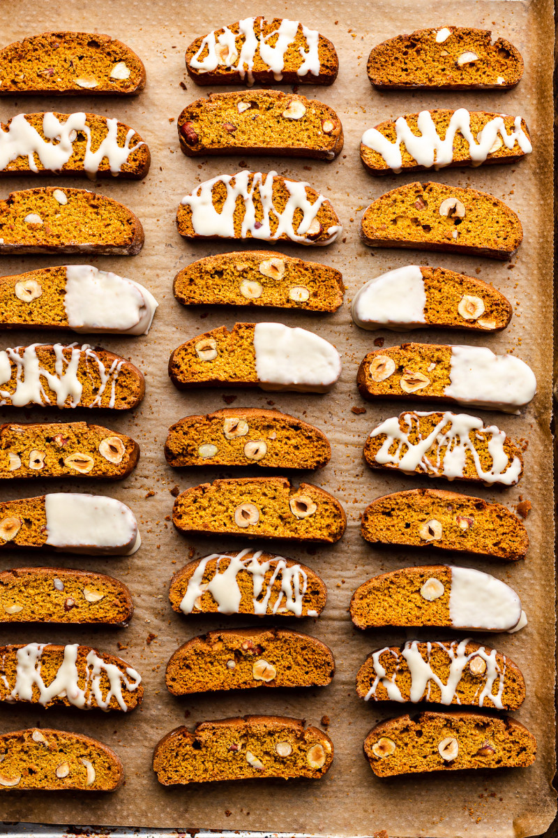 vegan pumpkin biscotti glazed