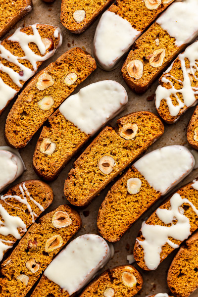 vegan pumpkin biscotti white choc