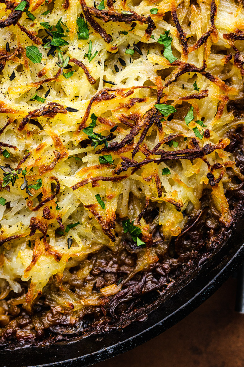 mushroom pie rosti close up