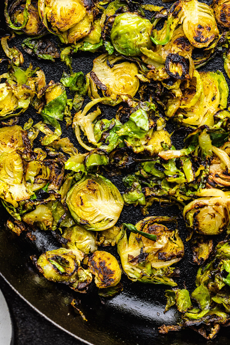 tahini pasta charred sprouts