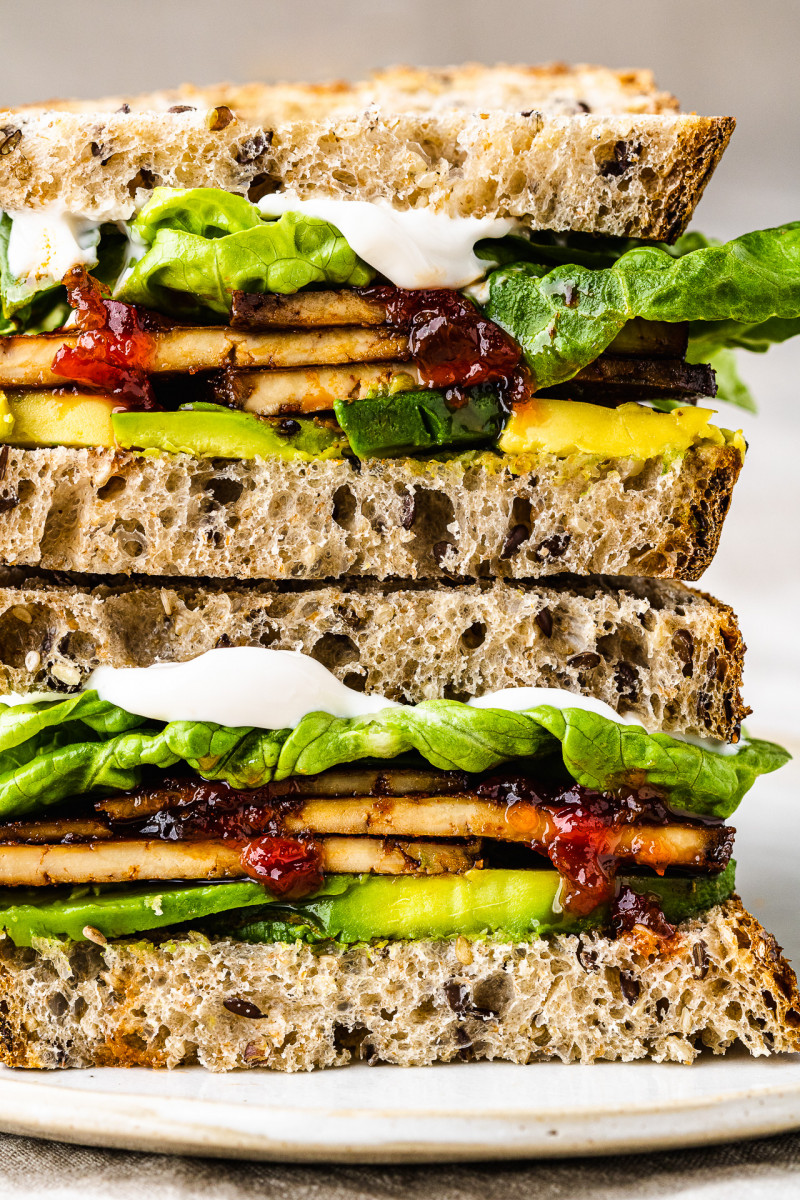 vegan bacon sandwich stack