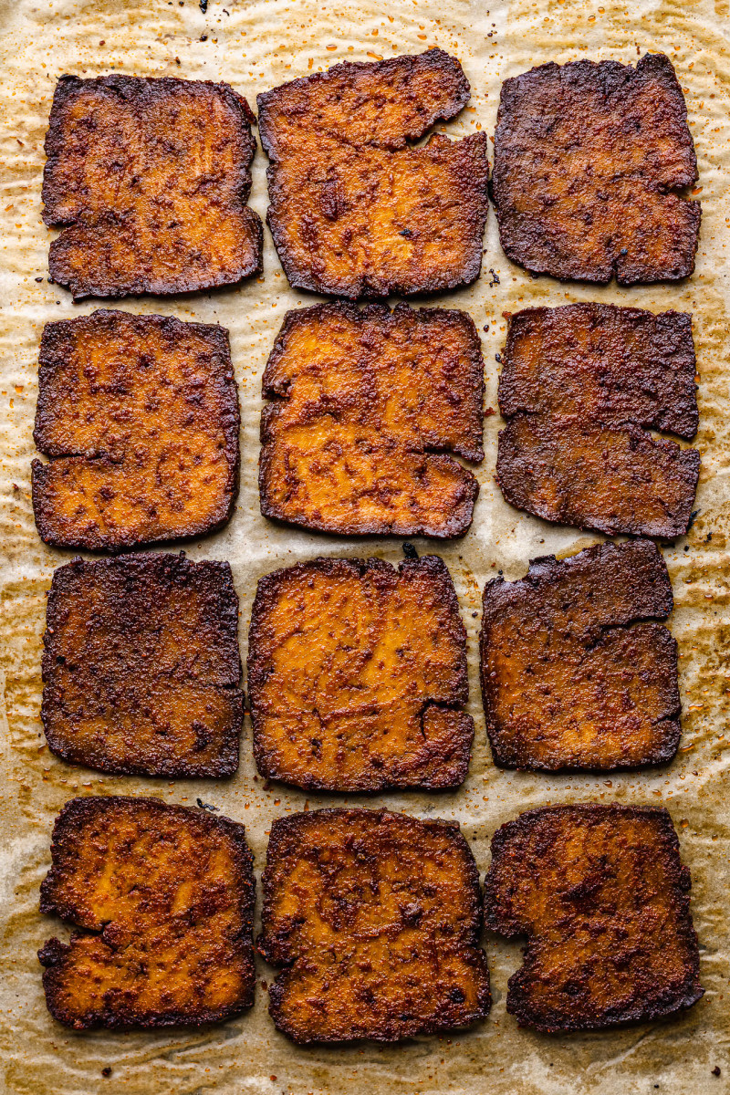 vegan bacon sandwich tofu baked