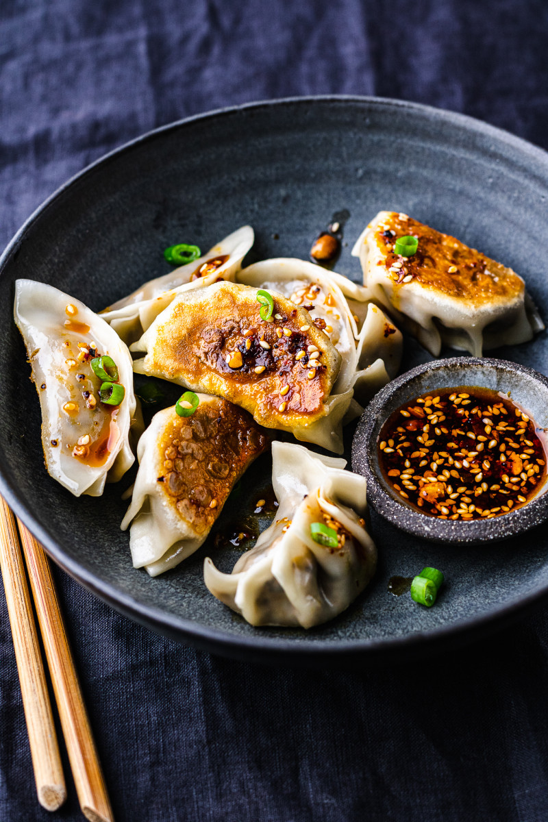 gyoza mushroom tofu plate