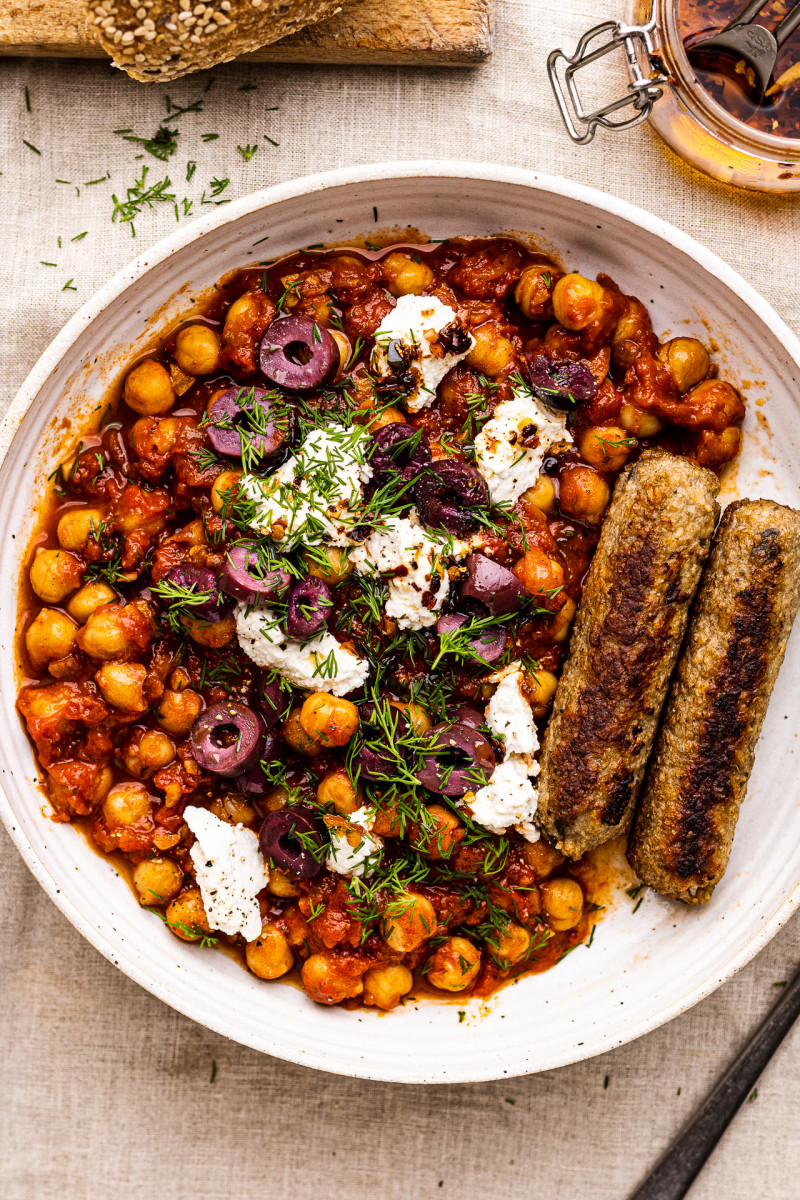 greek chickpeas tomato sauce bowl