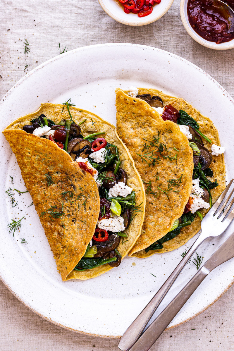 savoury tofu pancakes plate