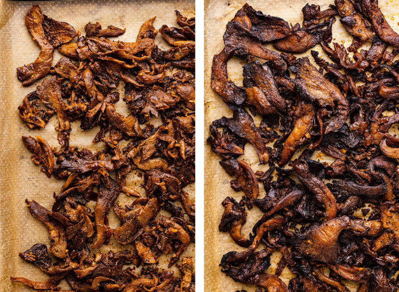 vegan gyros mushrooms before after