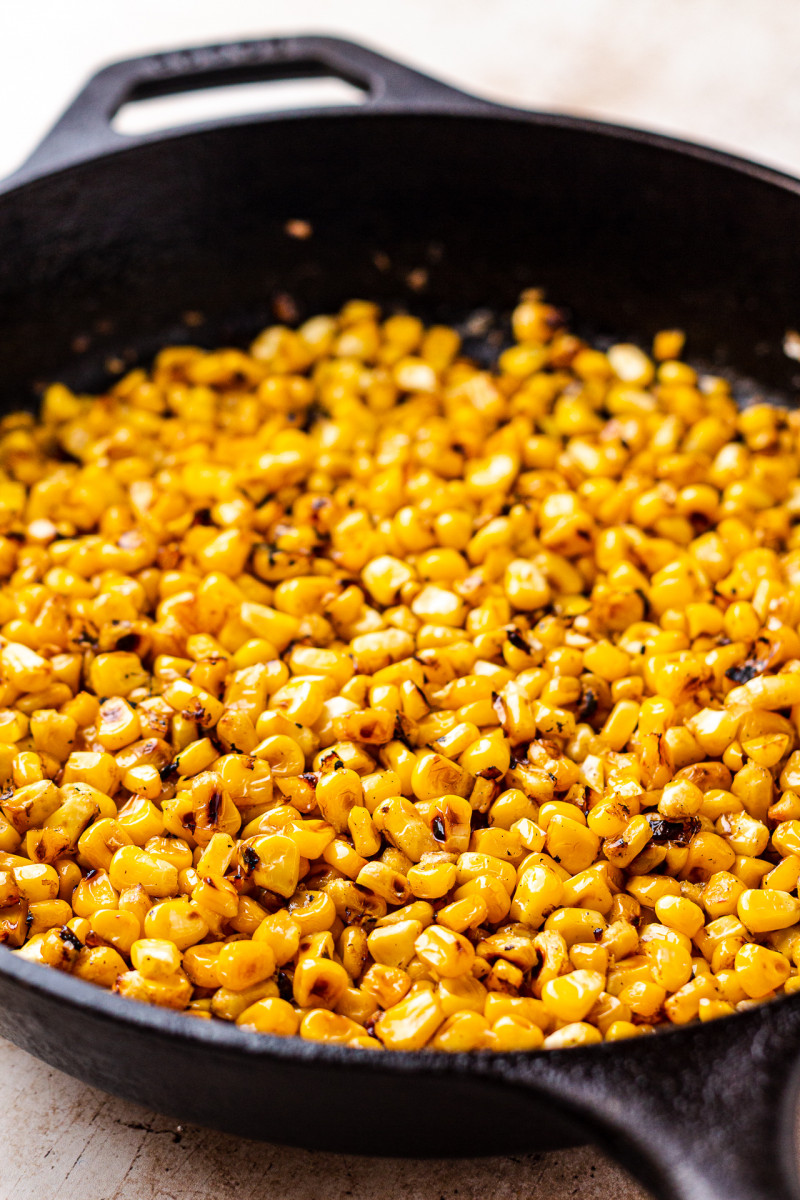 miso noodled charred corn pan