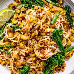 Miso noodles with charred corn - Lazy Cat Kitchen