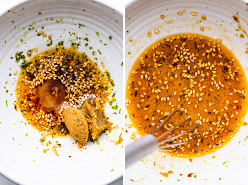 miso noodles charred corn dressing