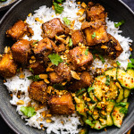 Peanut tofu with cucumber pickle-image