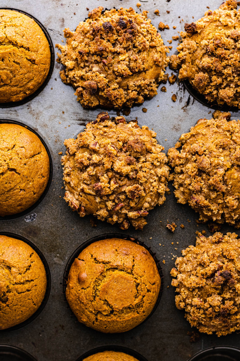vegan pumpkin muffins baked