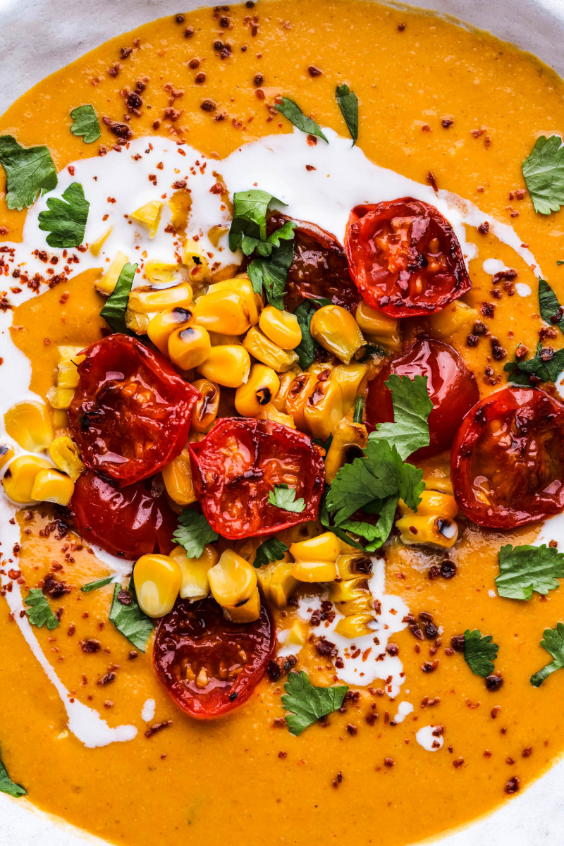 mexican corn soup close up